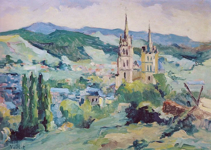La cathédrale de Mende, huile sur isorel — Alfred Veillet