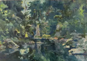 Les gorges de Crosery, huile sur contreplaqué — Alfred Veillet