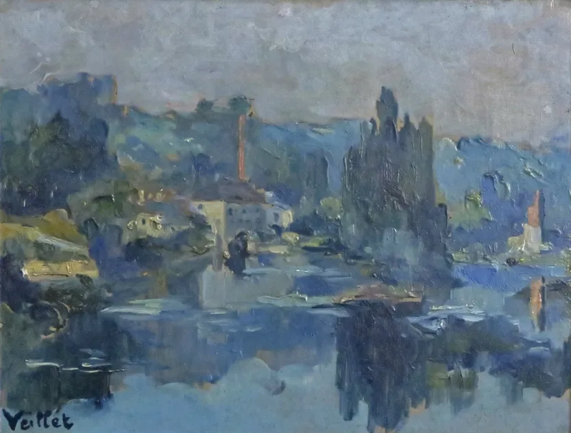 La Sambre, huile sur bois — Alfred Veillet