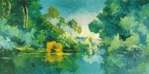 Bras de Seine à Guernes, peinture à huile — Alfred Veillet