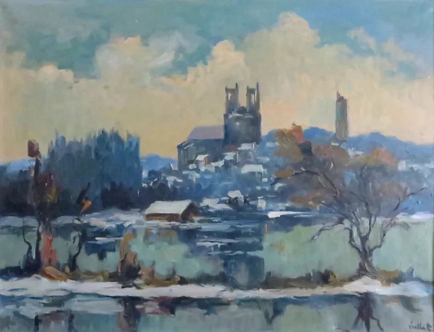 La Collégiale Notre-Dame de Mantes-la-Jolie, huile sur toile — Alfred Veillet