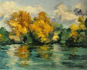 La baignade à Rolleboise, huile sur toile — Alfred Veillet