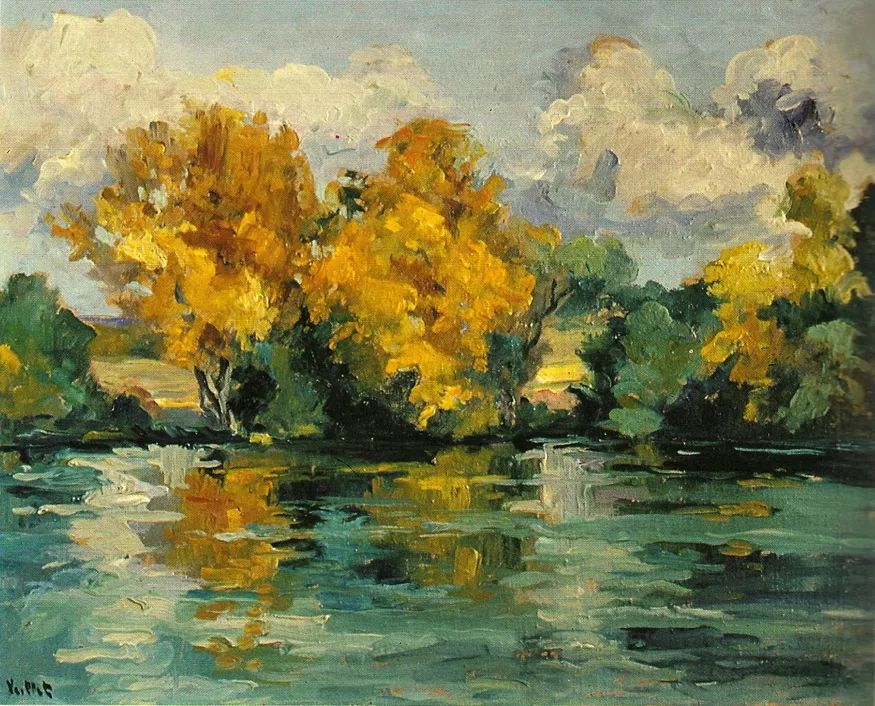 La baignade à Rolleboise, huile sur toile — Alfred Veillet