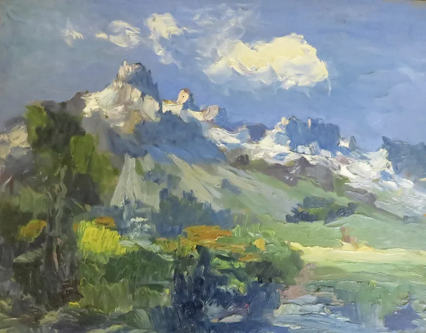 La neige et le coteau – Pic du Lautaret, huile sur contreplaqué — Alfred Veillet