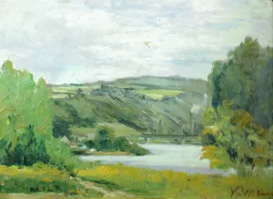 La Seine à Freneuse, peinture à huile — Alfred Veillet