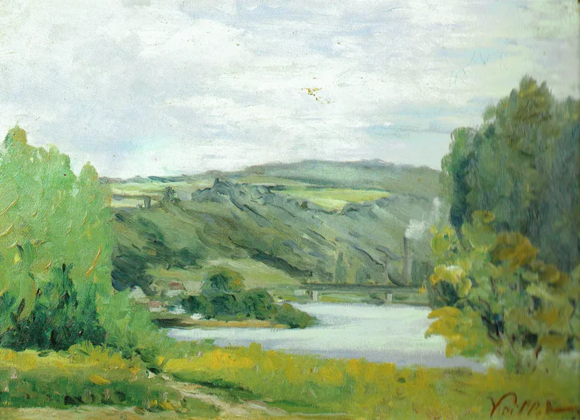 La Seine à Freneuse, peinture à huile — Alfred Veillet