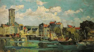 La Rochelle, huile sur contre-plaqué — Alfred Veillet