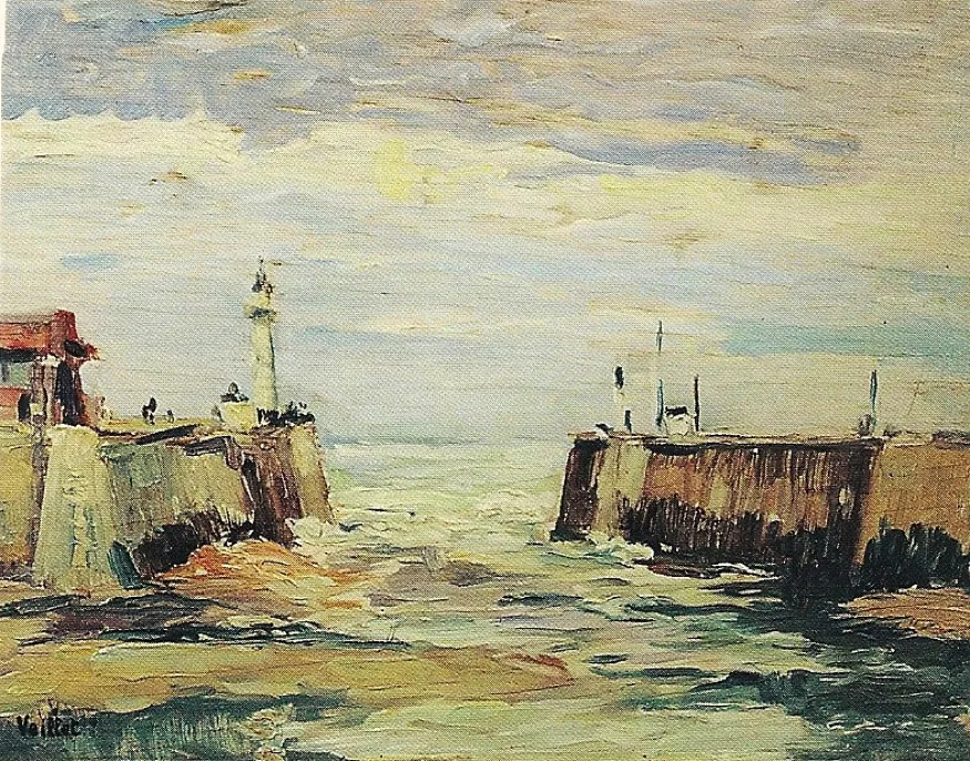 Le Tréport, huile sur contre-plaqué — Alfred Veillet