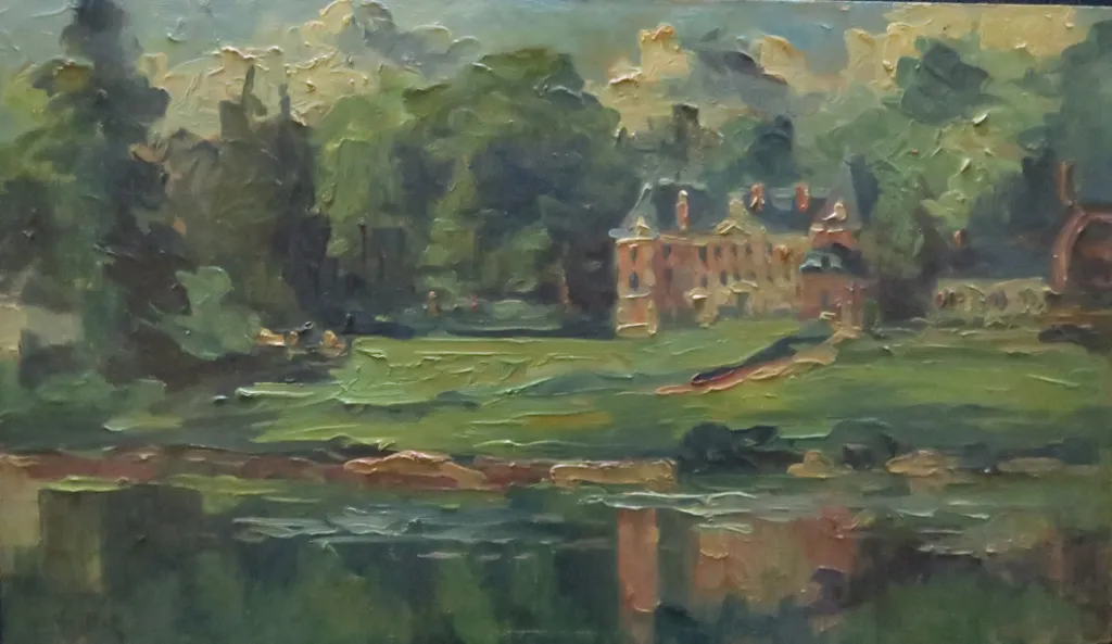 Le château de Saint-Cyr-en-Arthies, huile sur contreplaqué — Alfred Veillet