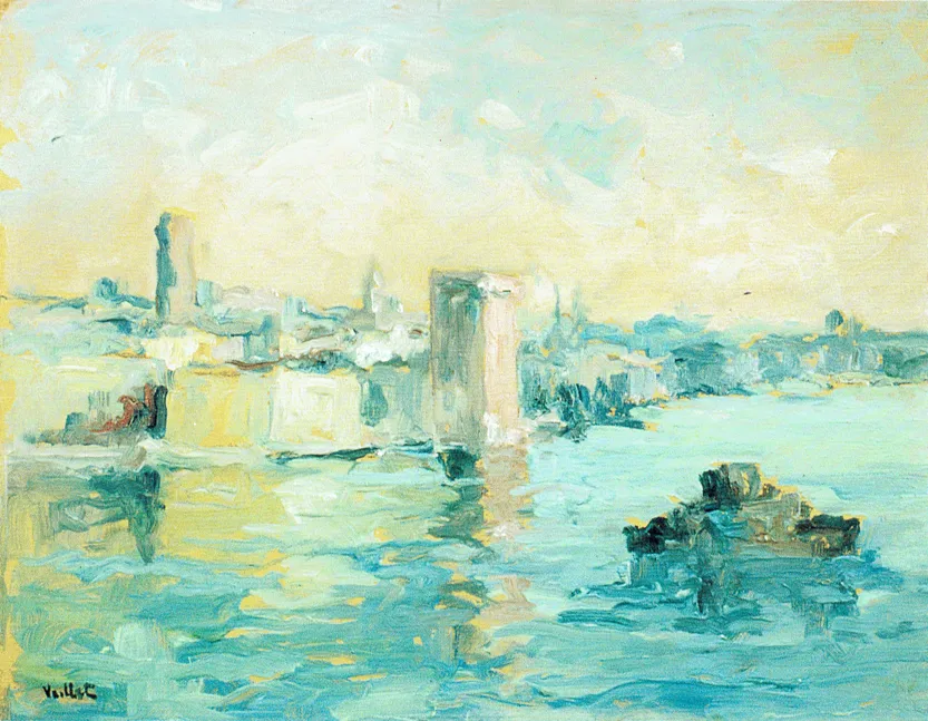 Le fort Saint-Jean, Marseille, huile sur contreplaqué — Alfred Veillet