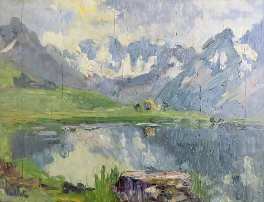 Lac du Pourtet, huile sur contreplaqué — Alfred Veillet