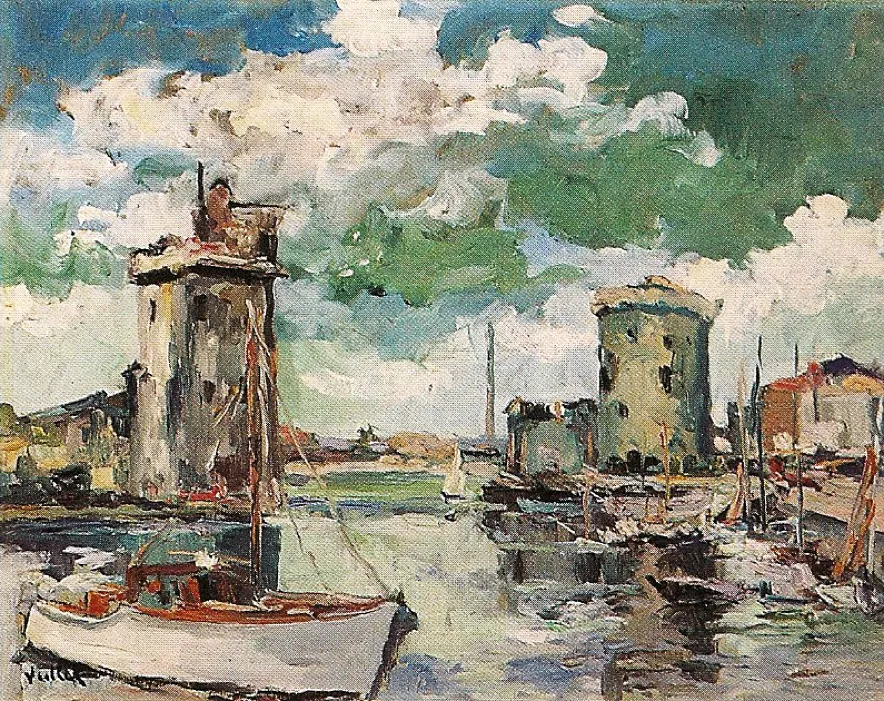 La Rochelle, huile contreplaqué — Alfred Veillet