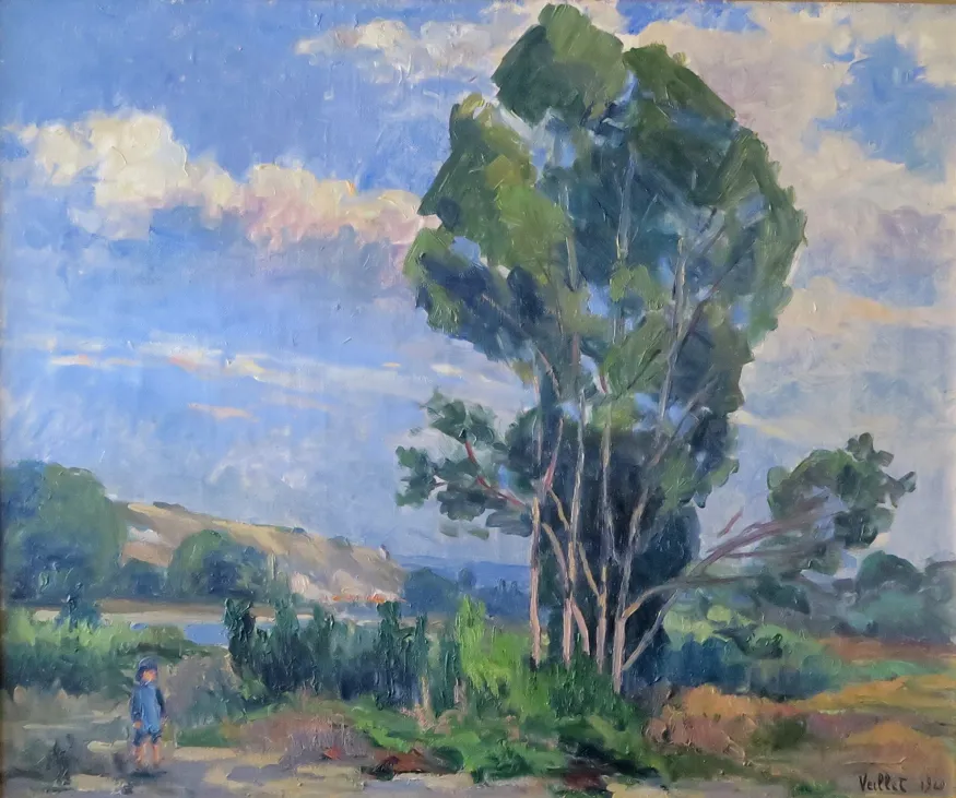 Lavacourt dans les Yvelines, huile sur bois — Alfred Veillet