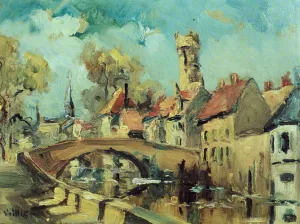 Bruges, huile sur carton — Alfred Veillet