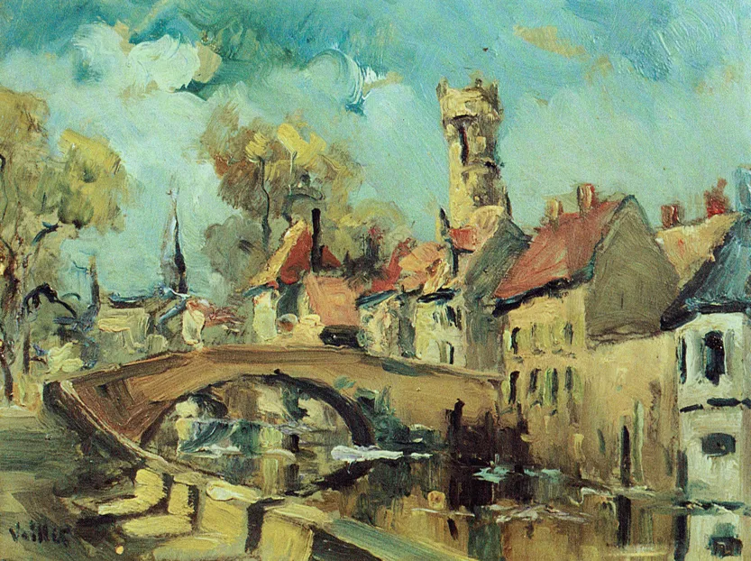 Bruges, huile sur carton — Alfred Veillet