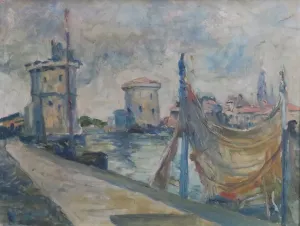 Les filets, huile sur bois — Alfred Veillet