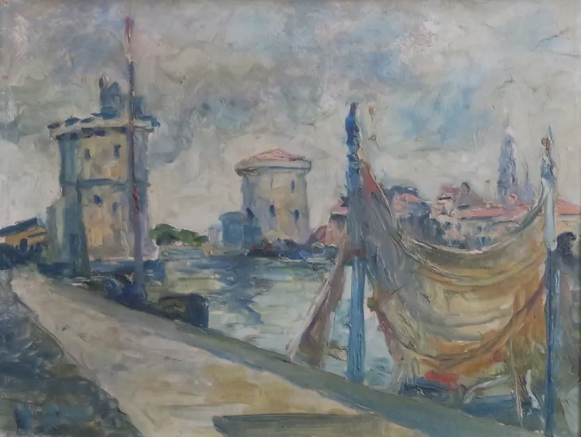 Les filets, huile sur bois — Alfred Veillet