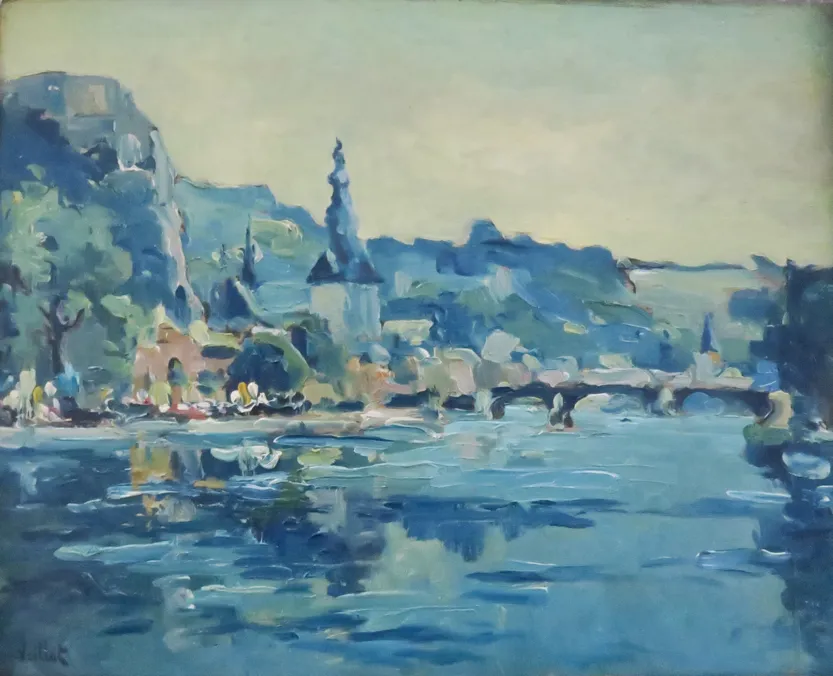 La Meuse de Namur, huile sur bois — Alfred Veillet