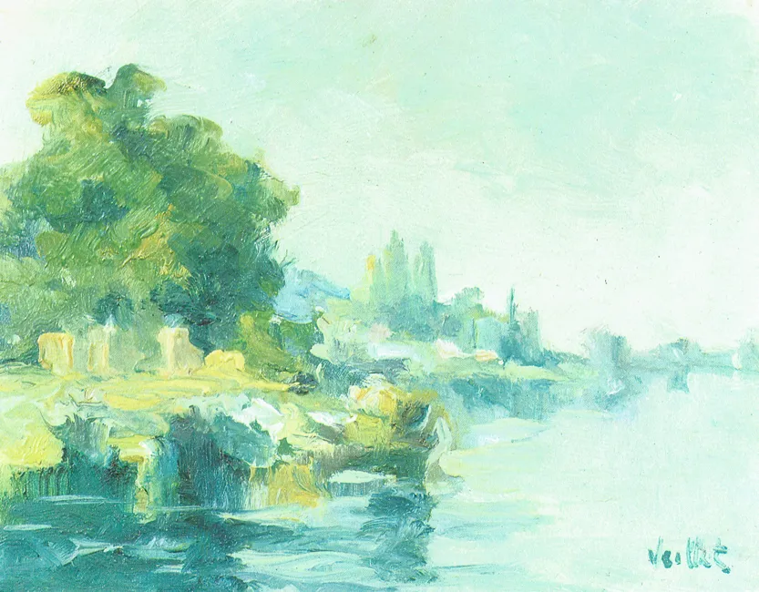 La Seine aux Mureaux, peinture à huile — Alfred Veillet