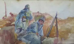 Aquarelle faite sur le front, aquarelle sur papier — Alfred Veillet