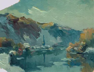 Carte postale envoyée à son petit fils Bernard, huile sur carton — Alfred Veillet