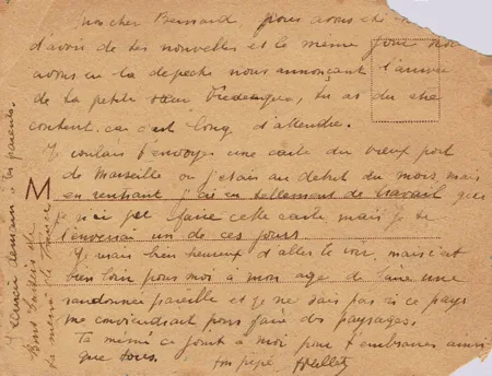 Carte postale envoyée à son petit fils Bernard — verso