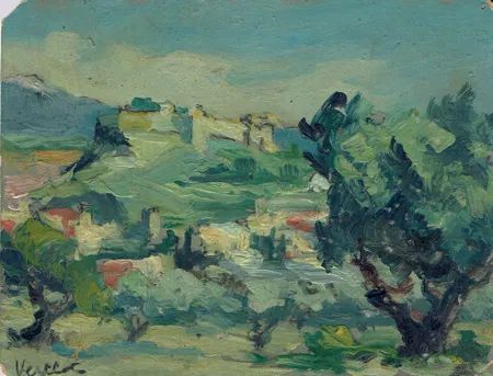 Le fort Saint-André, Villeneuve-lès-Avignon, huile sur carton — Alfred Veillet